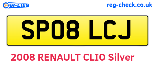 SP08LCJ are the vehicle registration plates.