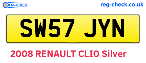 SW57JYN are the vehicle registration plates.