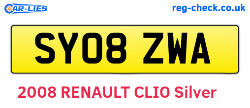 SY08ZWA are the vehicle registration plates.