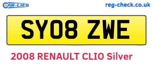 SY08ZWE are the vehicle registration plates.