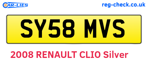 SY58MVS are the vehicle registration plates.