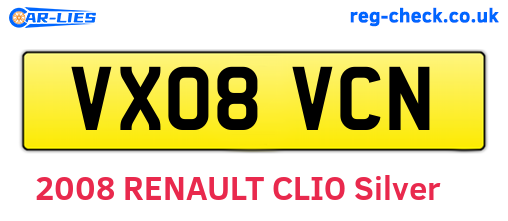 VX08VCN are the vehicle registration plates.