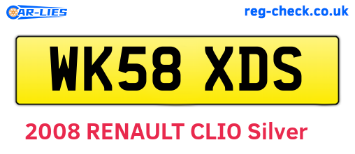 WK58XDS are the vehicle registration plates.