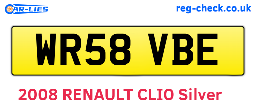 WR58VBE are the vehicle registration plates.