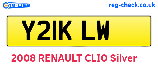 Y21KLW are the vehicle registration plates.