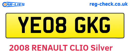 YE08GKG are the vehicle registration plates.