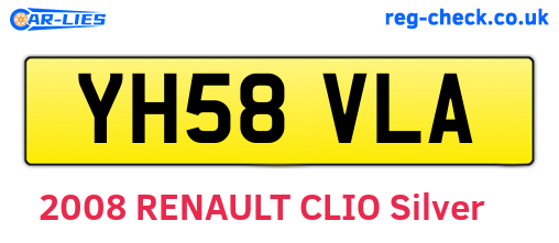YH58VLA are the vehicle registration plates.