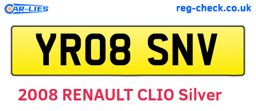 YR08SNV are the vehicle registration plates.