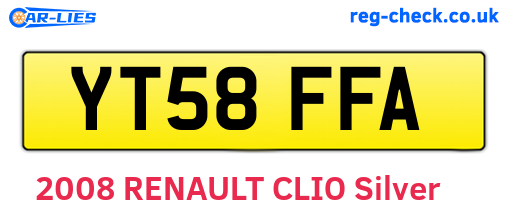 YT58FFA are the vehicle registration plates.