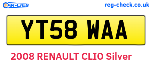 YT58WAA are the vehicle registration plates.