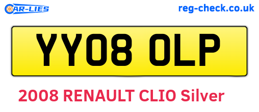 YY08OLP are the vehicle registration plates.