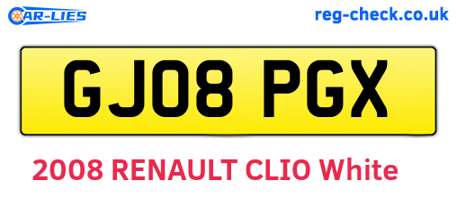 GJ08PGX are the vehicle registration plates.