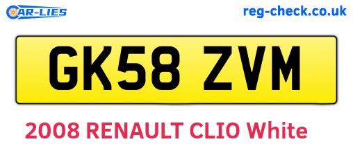 GK58ZVM are the vehicle registration plates.
