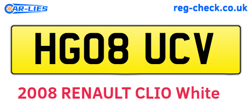 HG08UCV are the vehicle registration plates.