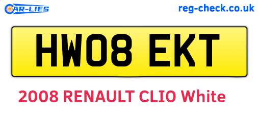 HW08EKT are the vehicle registration plates.