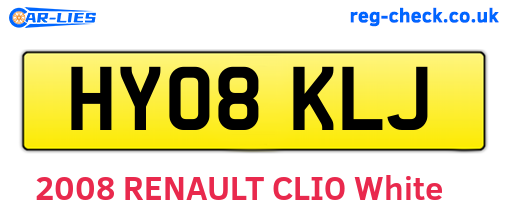 HY08KLJ are the vehicle registration plates.