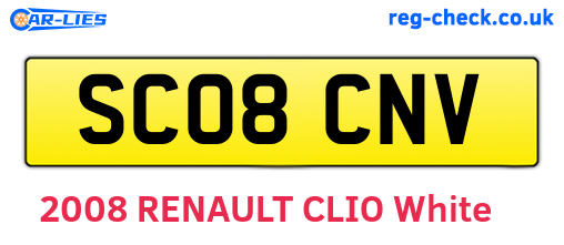 SC08CNV are the vehicle registration plates.