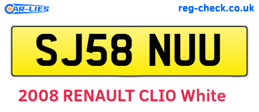 SJ58NUU are the vehicle registration plates.