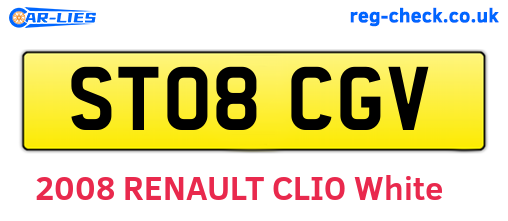 ST08CGV are the vehicle registration plates.