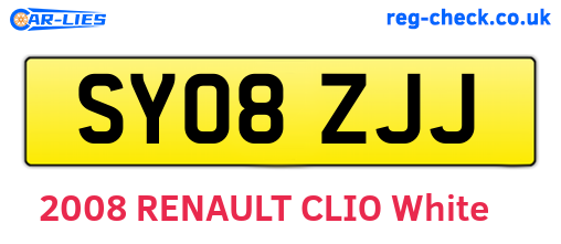 SY08ZJJ are the vehicle registration plates.