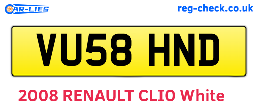 VU58HND are the vehicle registration plates.