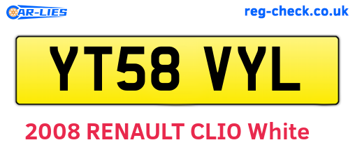YT58VYL are the vehicle registration plates.