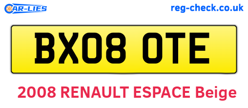 BX08OTE are the vehicle registration plates.