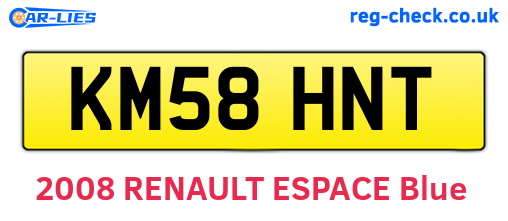 KM58HNT are the vehicle registration plates.