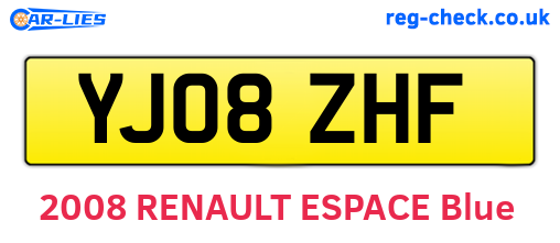 YJ08ZHF are the vehicle registration plates.