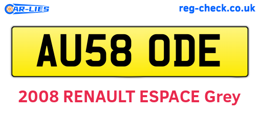 AU58ODE are the vehicle registration plates.