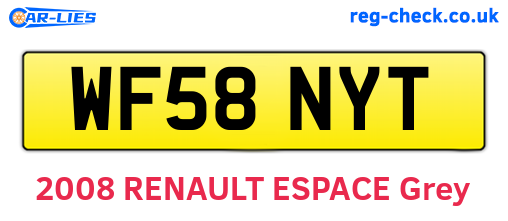 WF58NYT are the vehicle registration plates.