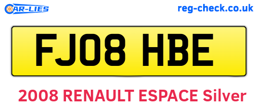 FJ08HBE are the vehicle registration plates.