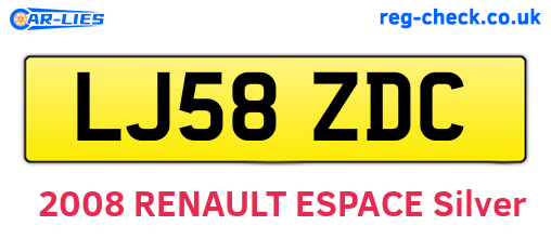 LJ58ZDC are the vehicle registration plates.