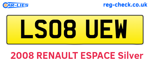 LS08UEW are the vehicle registration plates.