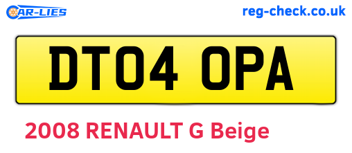 DT04OPA are the vehicle registration plates.