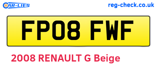 FP08FWF are the vehicle registration plates.