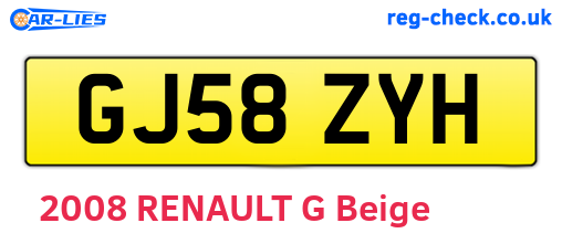 GJ58ZYH are the vehicle registration plates.
