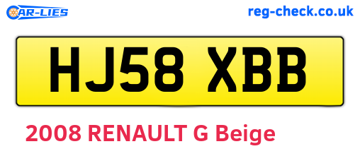HJ58XBB are the vehicle registration plates.