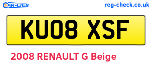 KU08XSF are the vehicle registration plates.