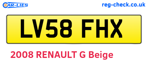 LV58FHX are the vehicle registration plates.