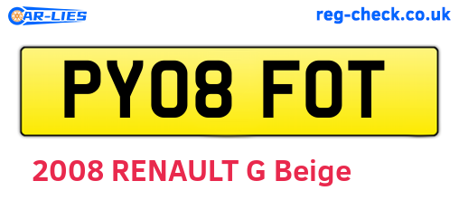 PY08FOT are the vehicle registration plates.