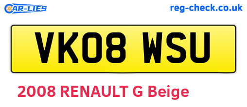 VK08WSU are the vehicle registration plates.