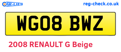 WG08BWZ are the vehicle registration plates.