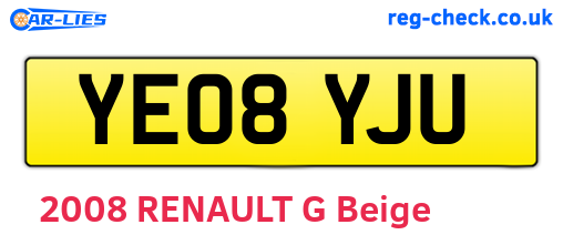 YE08YJU are the vehicle registration plates.