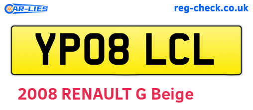 YP08LCL are the vehicle registration plates.