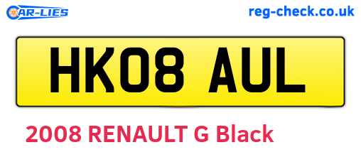 HK08AUL are the vehicle registration plates.