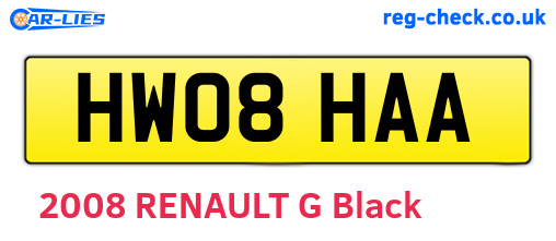HW08HAA are the vehicle registration plates.