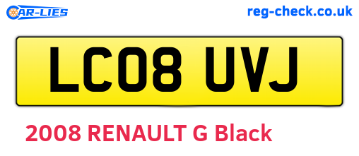 LC08UVJ are the vehicle registration plates.