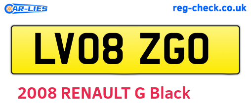 LV08ZGO are the vehicle registration plates.