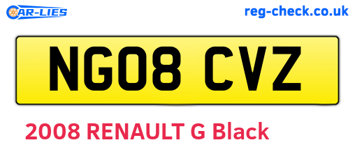 NG08CVZ are the vehicle registration plates.